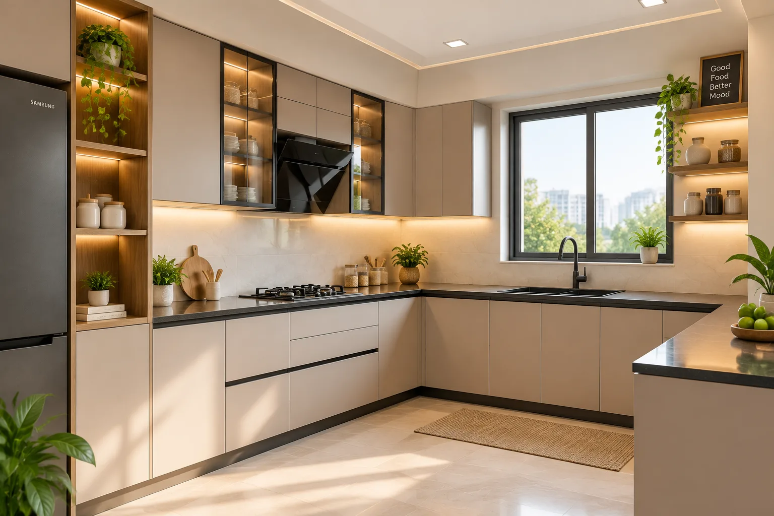 L-shaped modular kitchen design